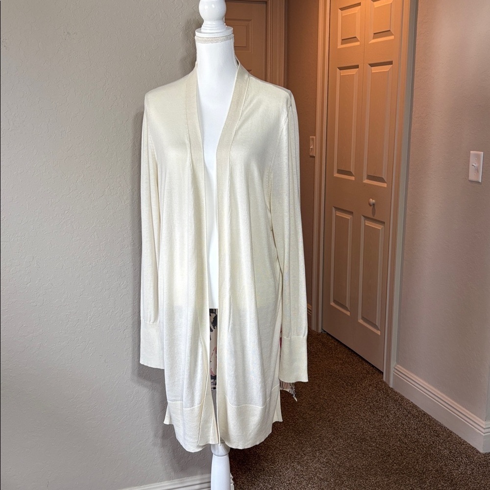 🔥 ON SALE! Dana Buchman Cream Knit Cardigan. Cotton Blend Like New Size XL